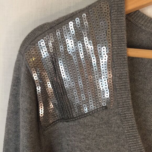 Grey with Sequins V Neck Cardigan Sweater Torrid Size 1 Cotton - Picture 5 of 12